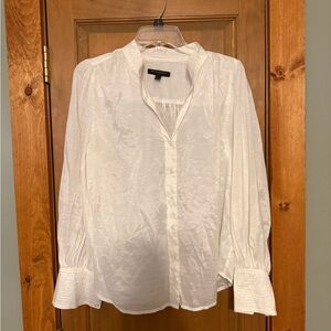 Banana Republic White Blouse with Ruffled Collar